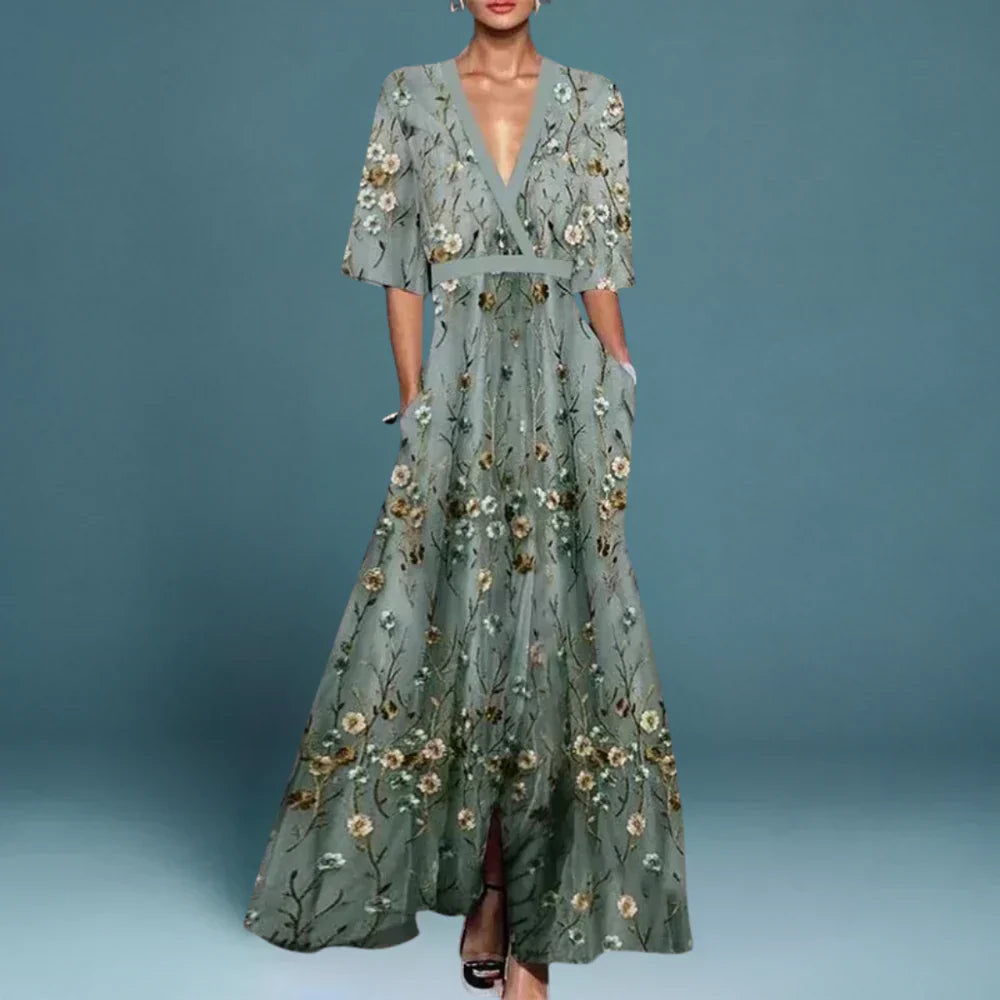 Margot | Floral Embroidered Maxi Dress