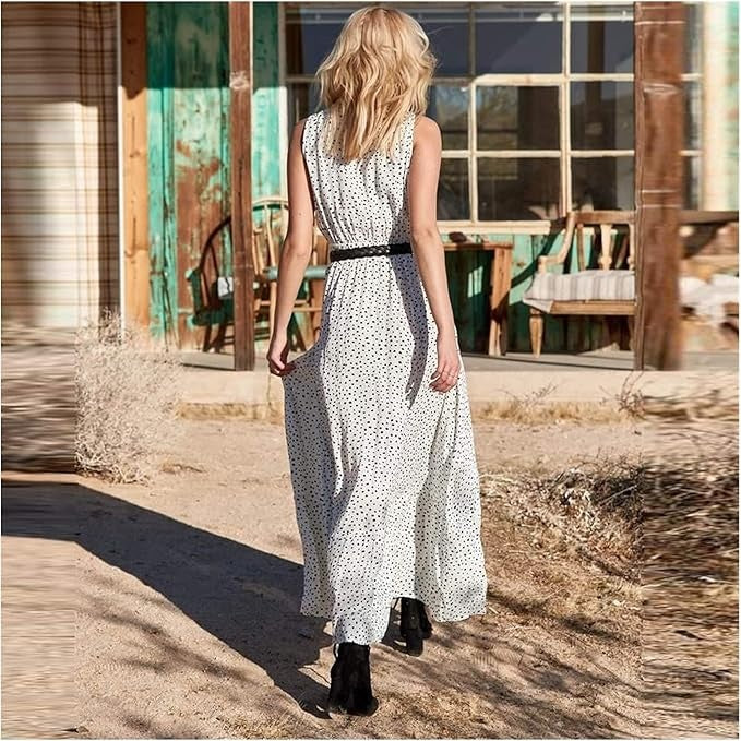 Catherine | Women's Boho Sleeveless V Neck Maxi Dress