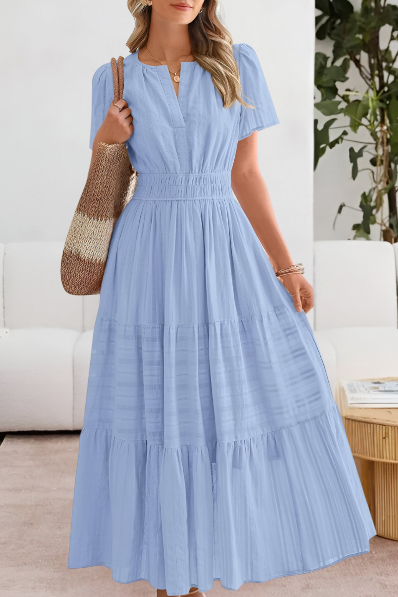 Alice | Women's Boho Short Sleeve Smocked Midi Dress