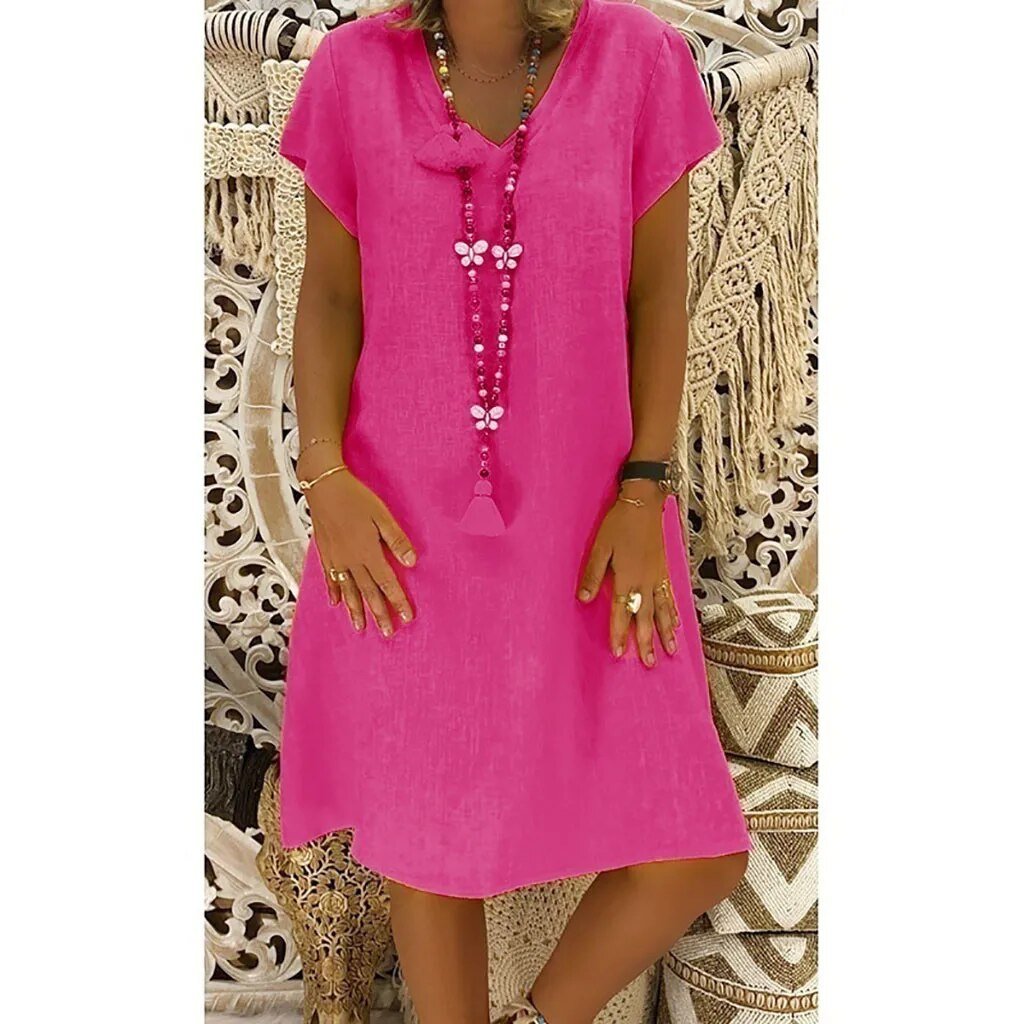 Beatrice | Women's V-Neck Short Sleeve Mini Dress