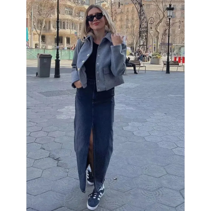 Harper | Women's Cropped Button Front Bomber Jacket