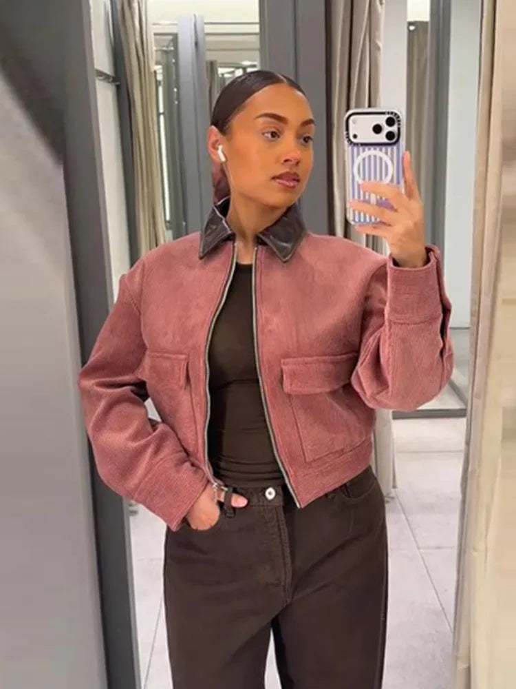 Maisie | Women's Cropped Zip Up Bomber Jacket