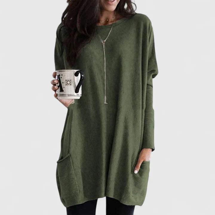 Amber | Relaxed Knit Tunic Jumper with Pockets