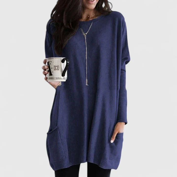 Amber | Relaxed Knit Tunic Jumper with Pockets