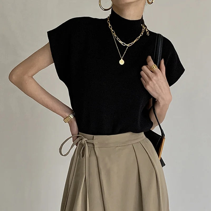 Stella | Women's Mock Neck Short Sleeve Casual Top