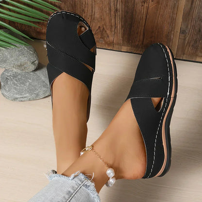Ella | Stylish Round Toe Platform Wedge Sandals