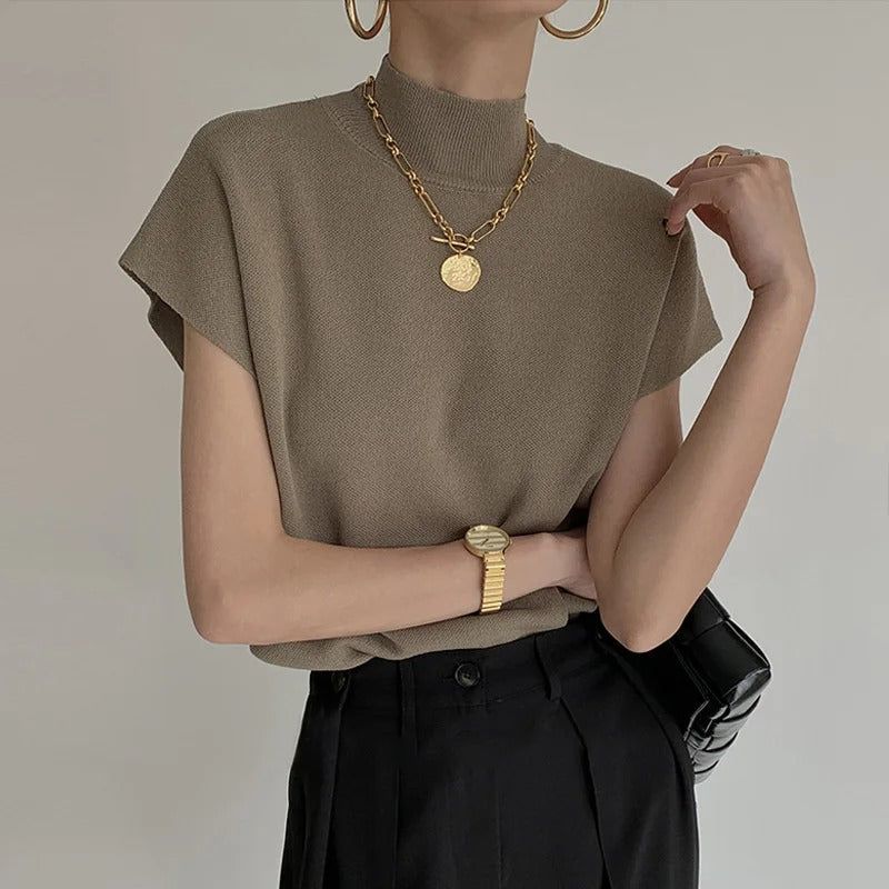 Stella | Women's Mock Neck Short Sleeve Casual Top
