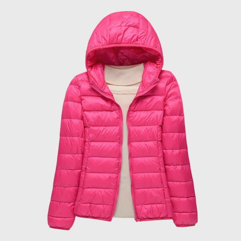 Lena | Ultra Light Quilted Hooded Packable Puffer Jacket