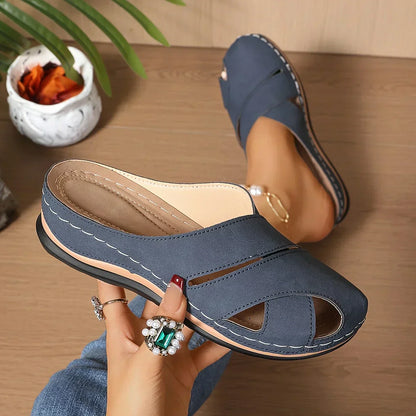 Ella | Stylish Round Toe Platform Wedge Sandals