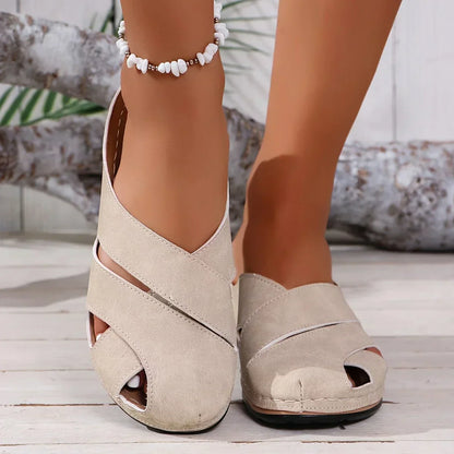 Ella | Stylish Round Toe Platform Wedge Sandals