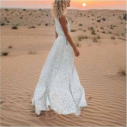 Catherine | Women's Boho Sleeveless V Neck Maxi Dress