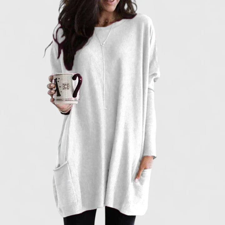 Amber | Relaxed Knit Tunic Jumper with Pockets