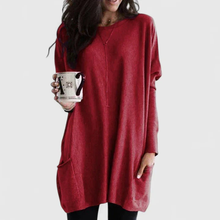 Amber | Relaxed Knit Tunic Jumper with Pockets