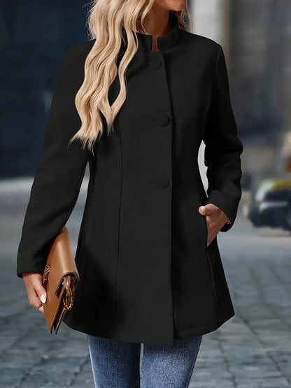Rita | Stand Collar Single Breasted Tailored Winter Coat