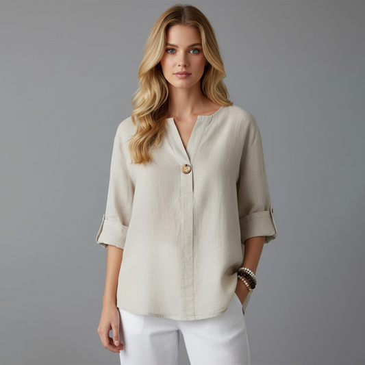 Sienna | Women’s Casual V-Neck Button-Down Shirt
