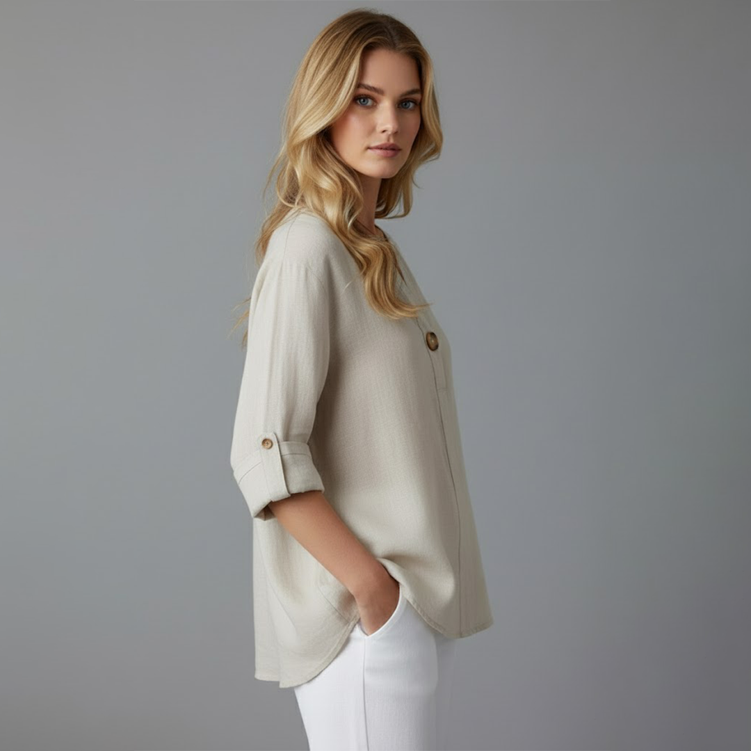 Sienna | Women’s Casual V-Neck Button-Down Shirt