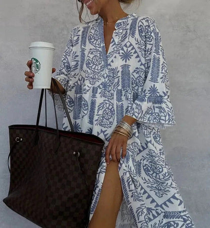 Bethany | Women's Boho Patterned Long Sleeve Mini Dress