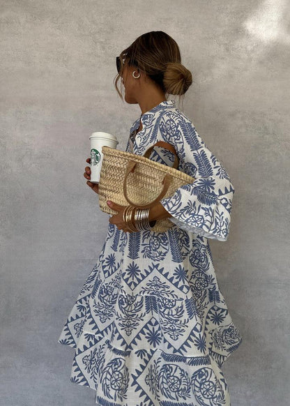 Bethany | Women's Boho Patterned Long Sleeve Mini Dress