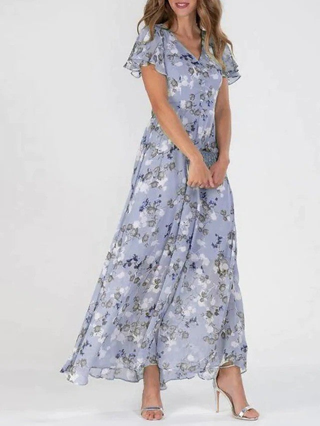 Scarlett | Elegant Floral V-Neck Maxi Dress