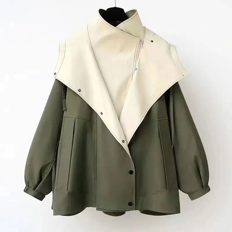 Ellen | Contrast Hooded Oversized Windbreaker Jacket