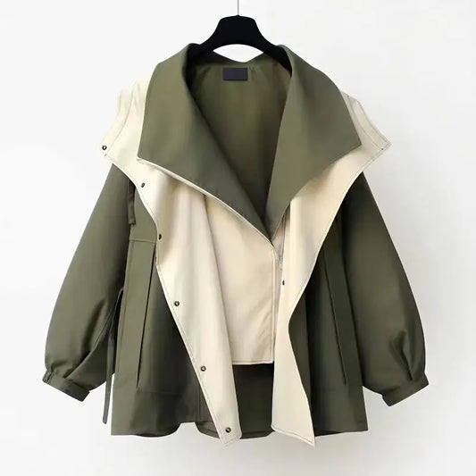 Ellen | Contrast Hooded Oversized Windbreaker Jacket