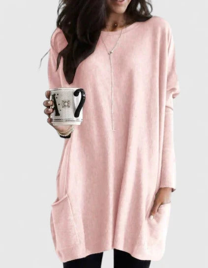 Amber | Relaxed Knit Tunic Jumper with Pockets