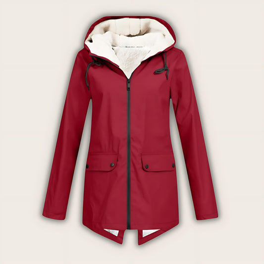 Amara | Fleece Lined Waterproof Hooded Rain Coat