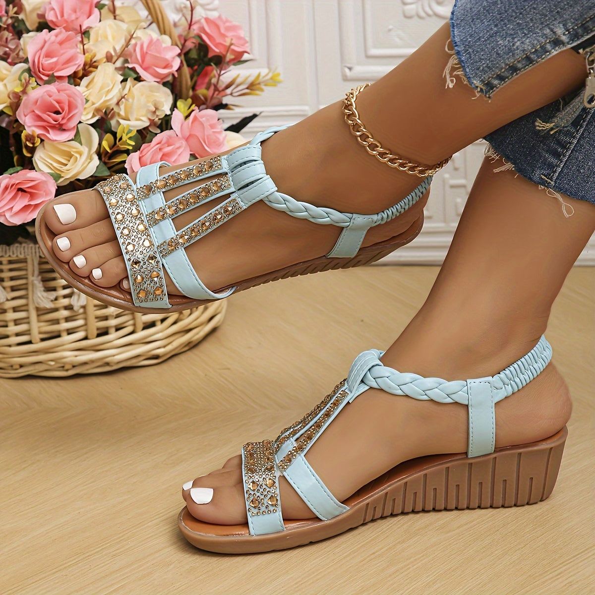 Diana | Wedge Sandals Shimmer, shine, and step into something special