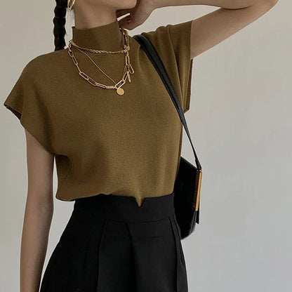 Stella | Women's Mock Neck Short Sleeve Casual Top