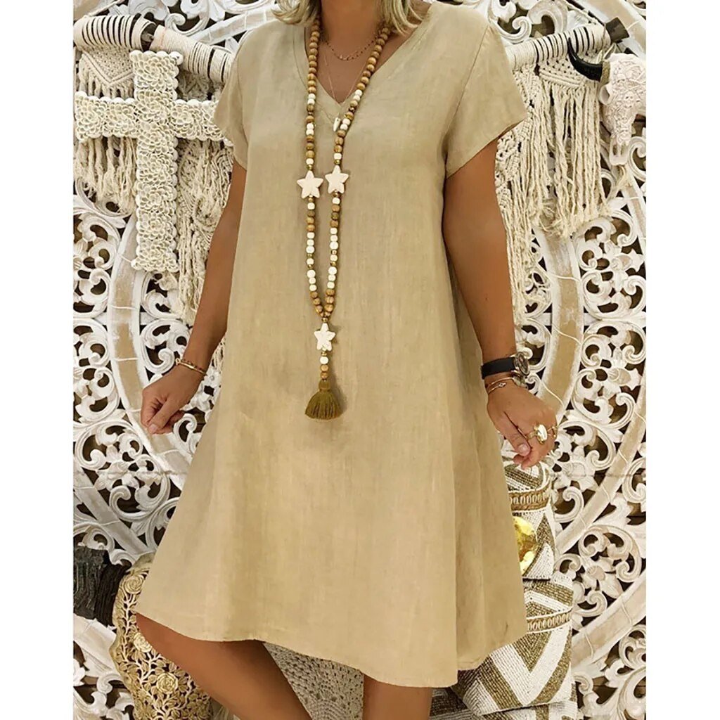 Beatrice | Women's V-Neck Short Sleeve Mini Dress