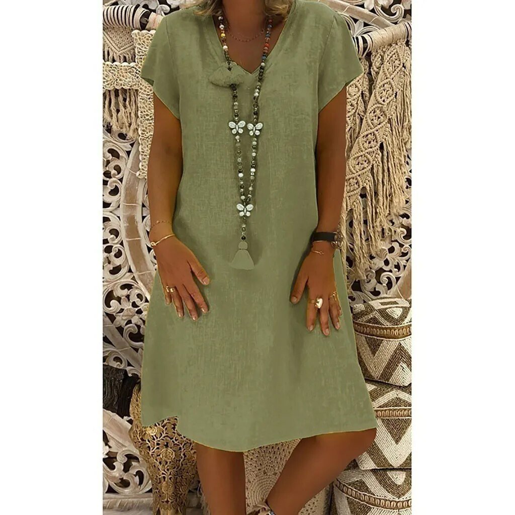 Beatrice | Women's V-Neck Short Sleeve Mini Dress