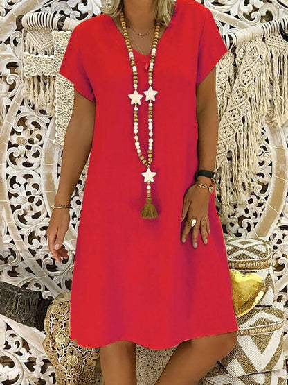Beatrice | Women's V-Neck Short Sleeve Mini Dress