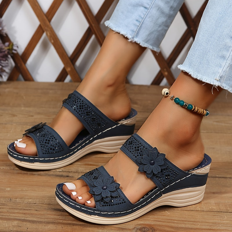 Delor | Floral Wedge Slides