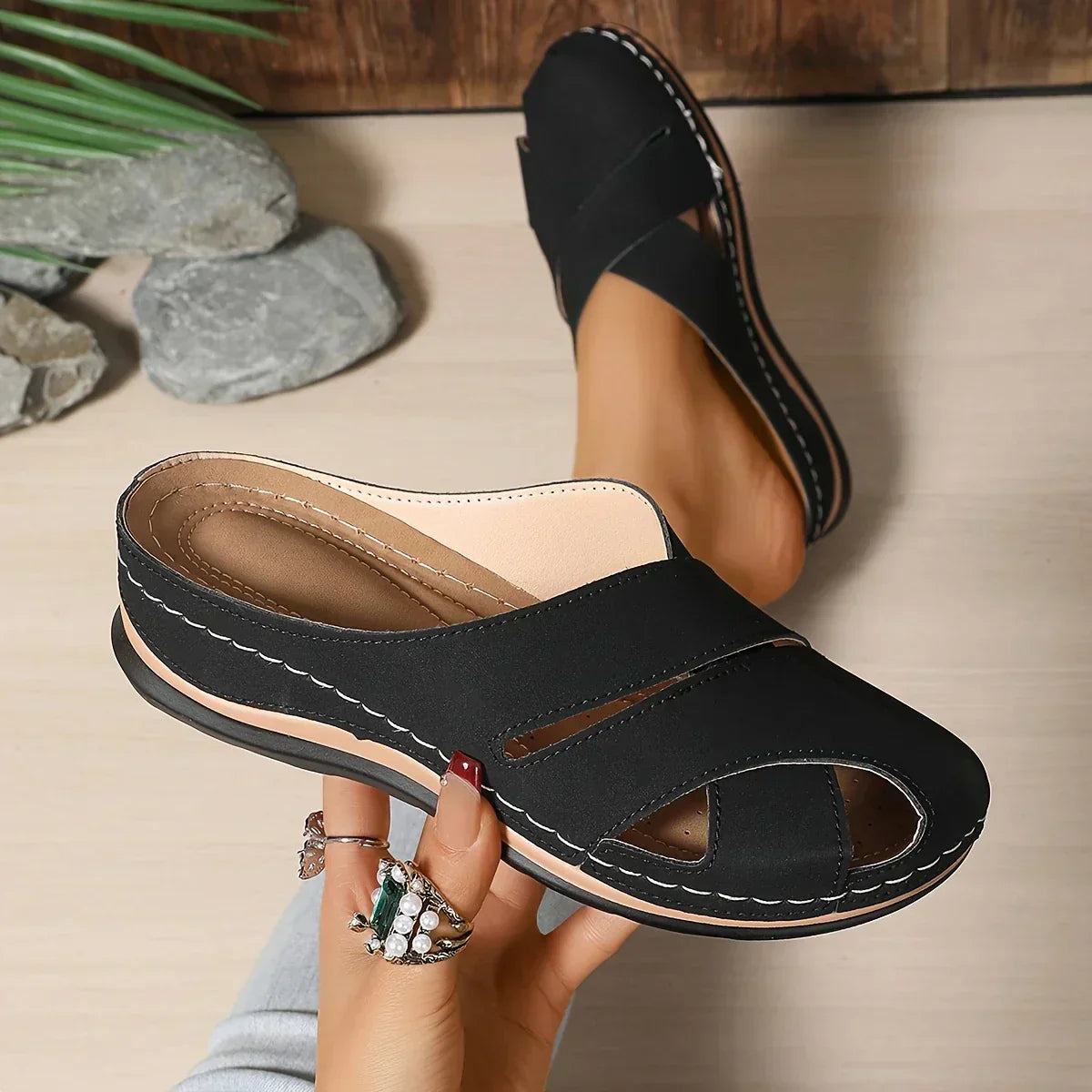 Ella | Stylish Round Toe Platform Wedge Sandals