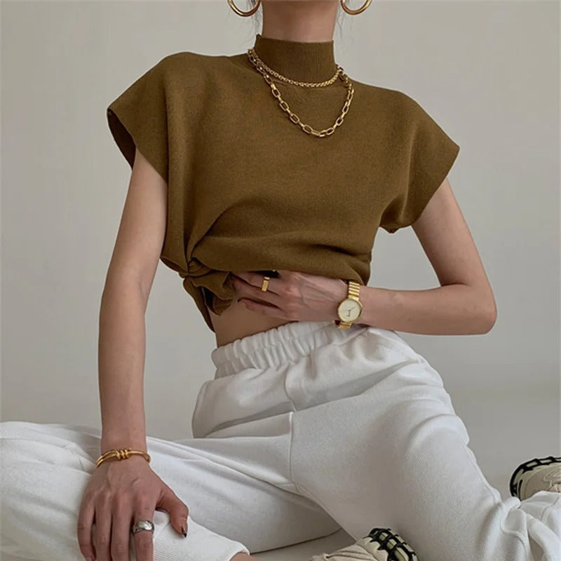 Stella | Women's Mock Neck Short Sleeve Casual Top