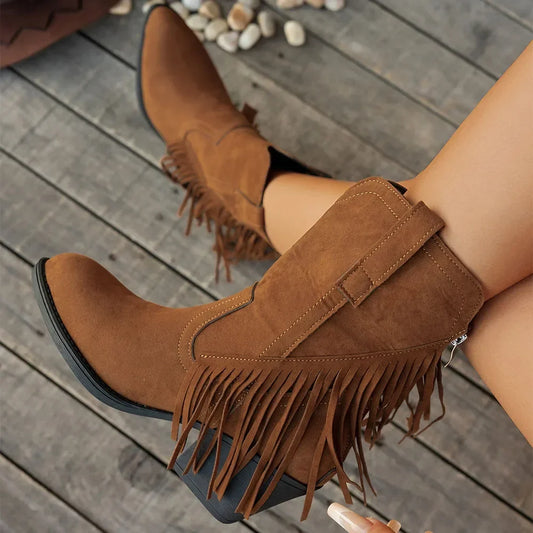 Calista | Women's Wide Calf Western Fringe Cowboy Boots