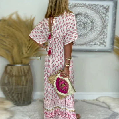 Clementine | Women's Printed Short Sleeve Maxi Dress