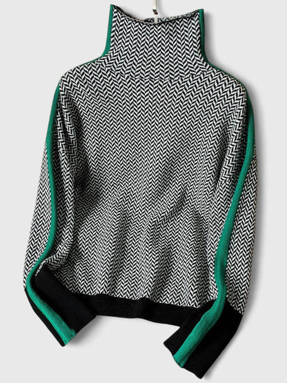 Harriet | Cosy Chevron Knit High Neck Winter Jumper