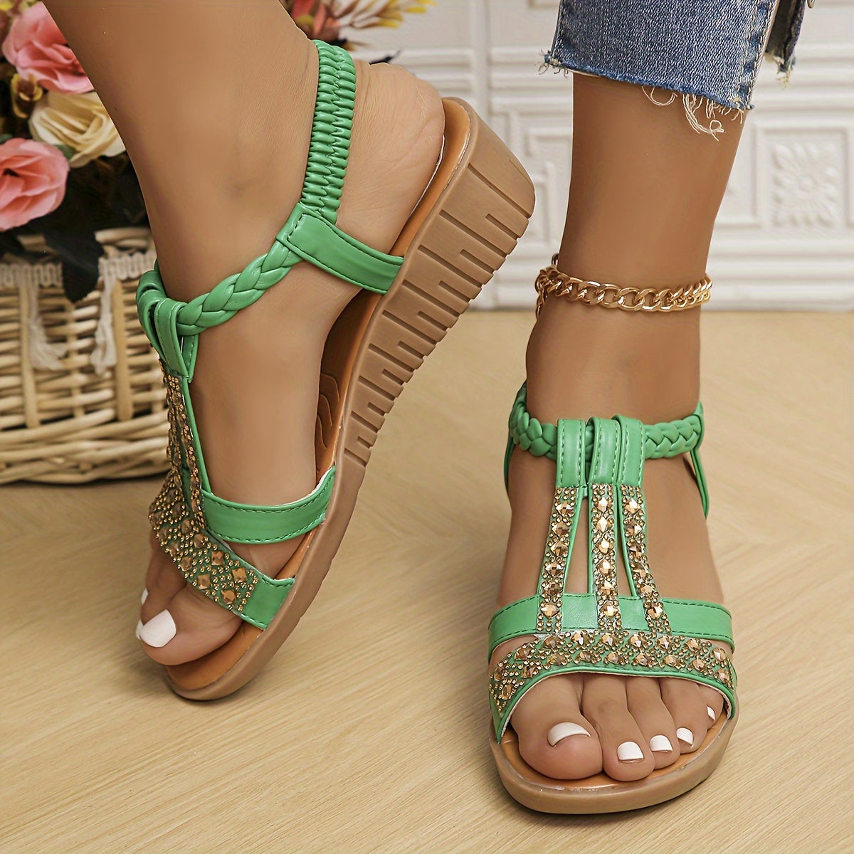 Diana | Wedge Sandals Shimmer, shine, and step into something special