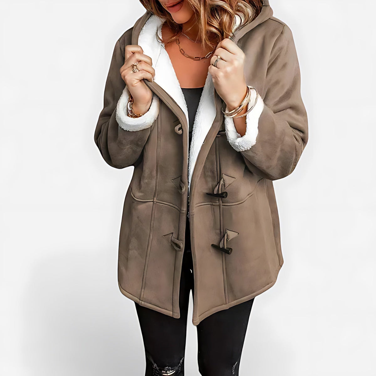 Eleanor | Sherpa Lined Hooded Toggle Duffle Winter Coat