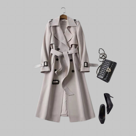 Estella | Belted Double Breasted Midi Trench Coat
