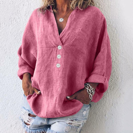 Evangeline | Women's V-Neck Button Down Blouse