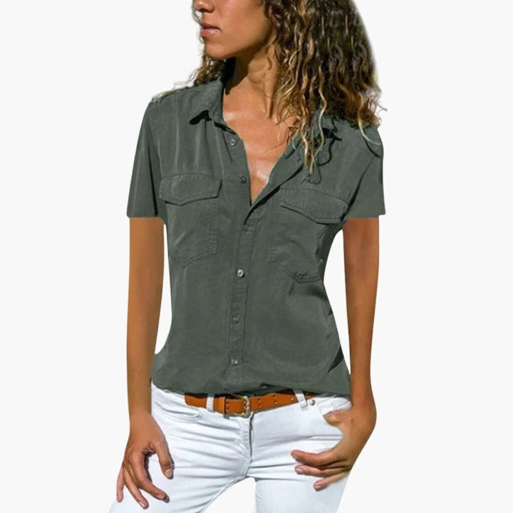 Victoria | Women’s Short Sleeve Button Up Casual Shirt