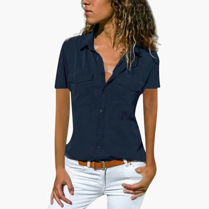 Victoria | Women’s Short Sleeve Button Up Casual Shirt