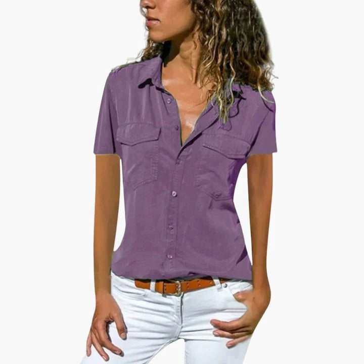 Victoria | Women’s Short Sleeve Button Up Casual Shirt