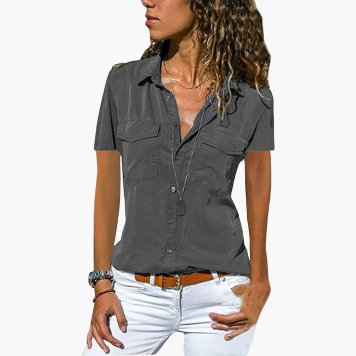 Victoria | Women’s Short Sleeve Button Up Casual Shirt