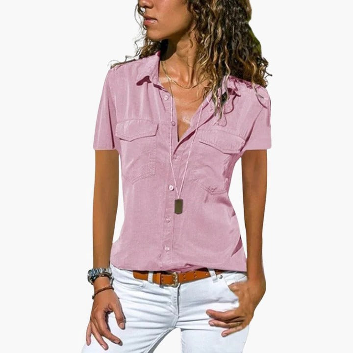 Victoria | Women’s Short Sleeve Button Up Casual Shirt