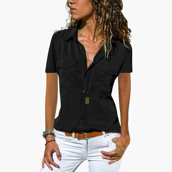 Victoria | Women’s Short Sleeve Button Up Casual Shirt