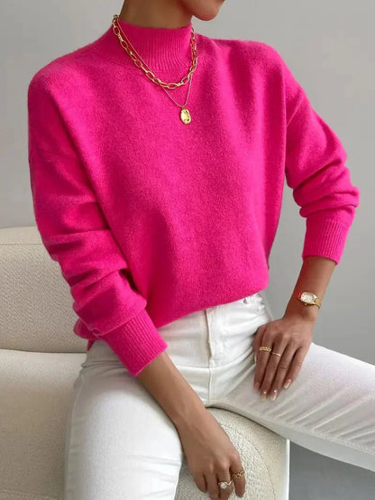 Marion | Cosy Relaxed Mock Neck Knitted Winter Jumper