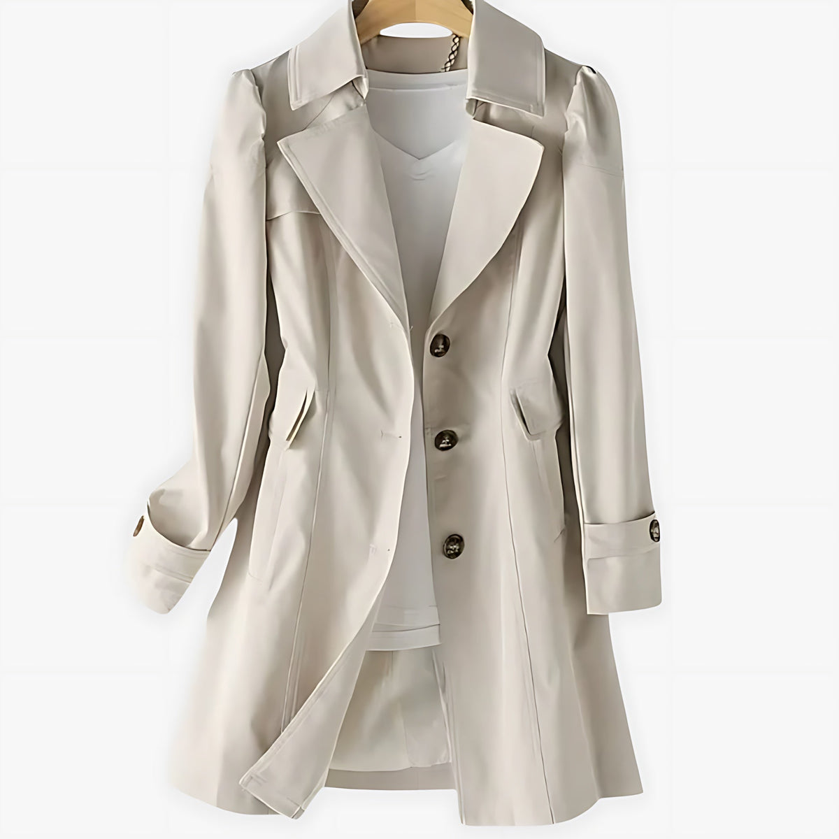 Marnie | Single Breasted Notch Lapel Knee Length Trench Coat